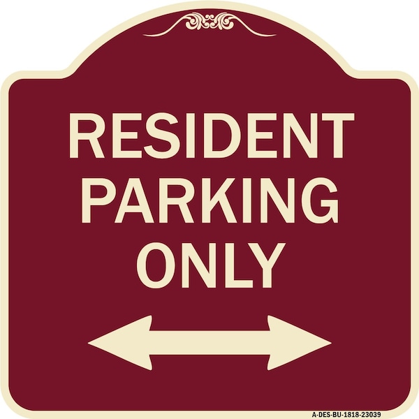 Reserved Parking Resident Parking Heavy-Gauge Aluminum Architectural Sign, 18" x 18", BU-1818-23039